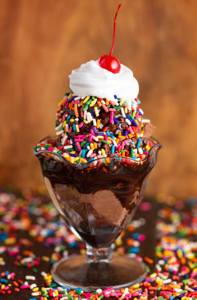 istock A Chocolate Ice Cream Sundae with Chocolate Syrup and Rainbow Sprinkles 1129438837