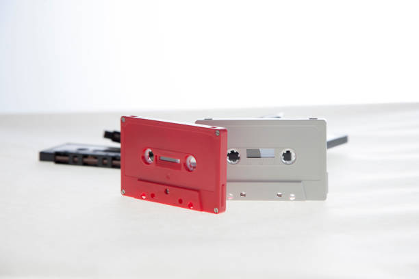istock Group of Old cassette tapes on white background 1129440218