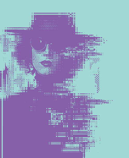 istock Glitch technique portrait of a young woman with cool attitude 1129441414