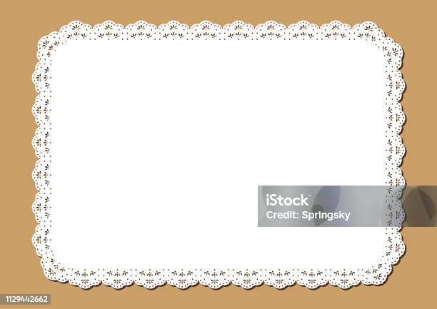 Vintage Lace Place Mat Decorative Paper Cut Out Design Stock Illustration - Download Image Now