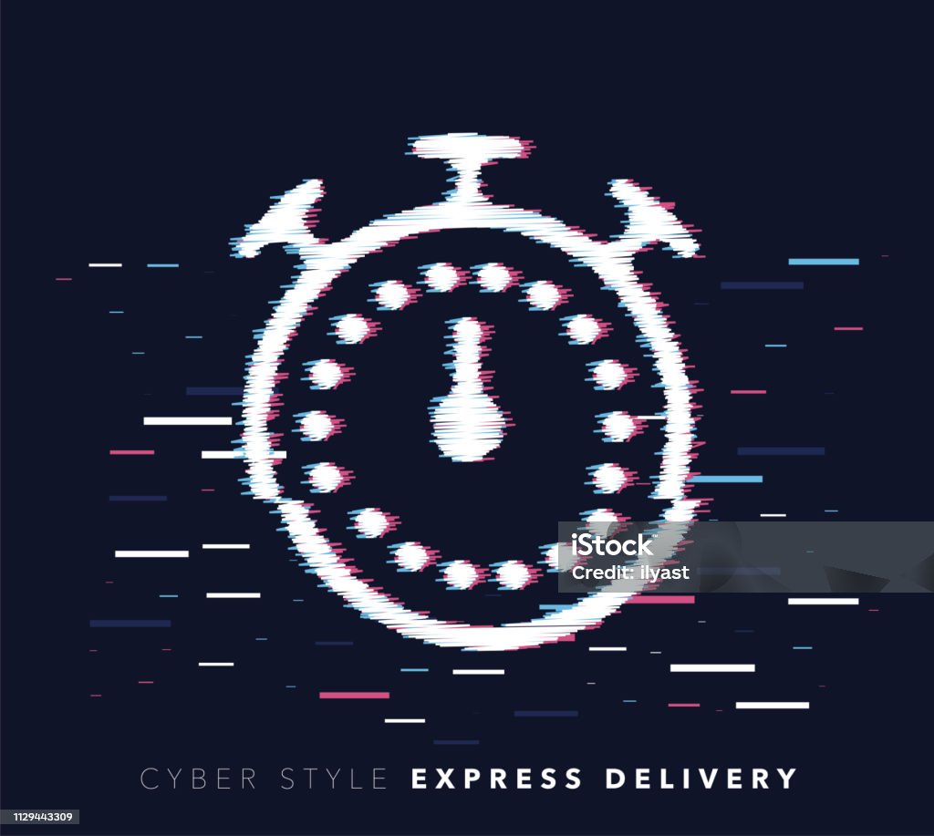 Express Delivery Glitch Effect Vector Icon Illustration Glitch effect vector icon illustration of express delivery with abstract background. Distorted Image stock vector
