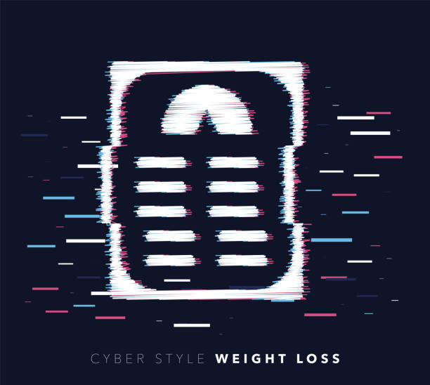 Weight Loss Glitch Effect Vector Icon Illustration Glitch effect vector icon illustration of weight loss with abstract background. cc tv stock illustrations