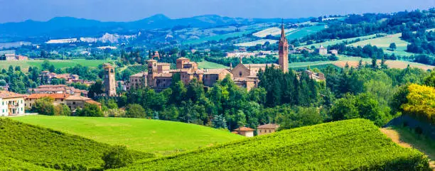 Photo of Scenic countryside and medieval village Castelvetro di Modena in Emiglia Romagna, Italy