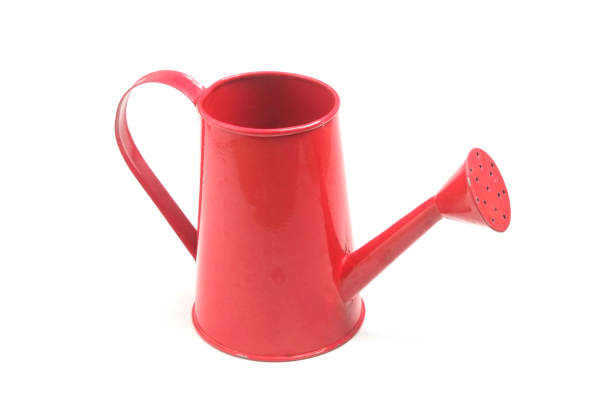 istock Close-Up Of Red Watering Can Over White Background 1129447473