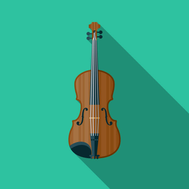 illustrazioni stock, clip art, cartoni animati e icone di tendenza di icona dello strumento musicale per violino - violin equipment classical instrument light and shadow