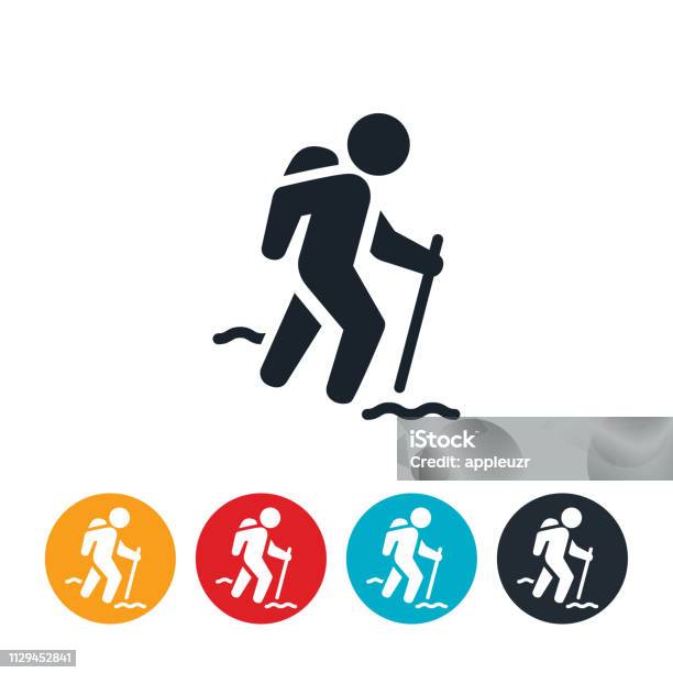 Hiker Hiking Icon Stock Illustration - Download Image Now - Hiking, Icon Symbol, Active Lifestyle