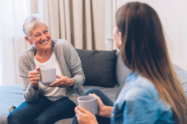 istock Senior woman with her daughter 1129453001