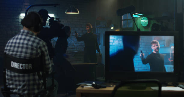 istock Actors shooting take of fight scene 1129453575
