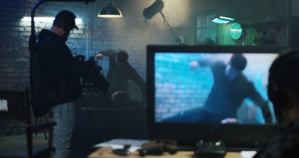 istock Actors shooting take of fight scene 1129453580