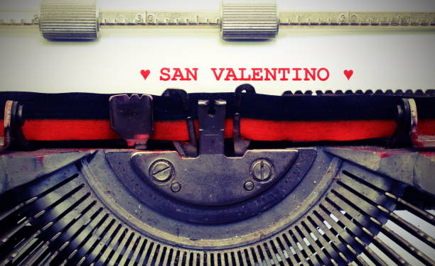 istock text by typewriter Saint Valentine and hearts with vintage toned 1129455402
