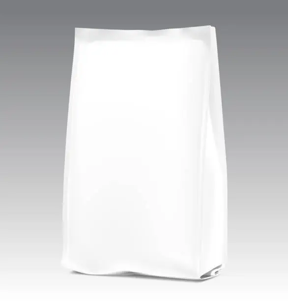 Vector illustration of Perfect quality vertical bag mockup. Front view.