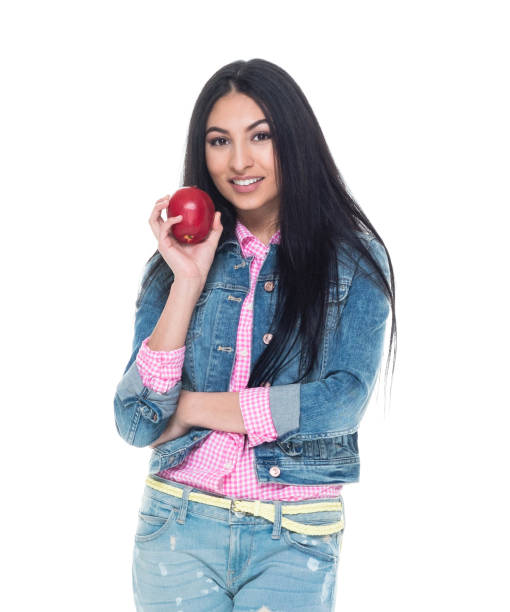 istock Beautiful latino female wearing denim 1129459287