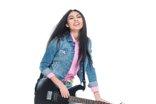 istock Beautiful latino female wearing denim 1129459312