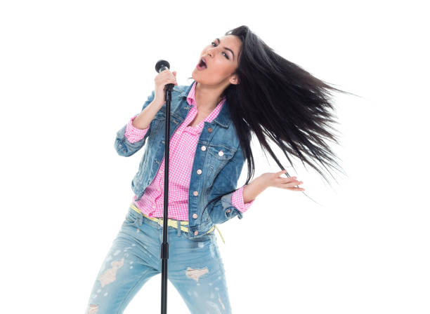 istock Beautiful latino female wearing denim 1129459318