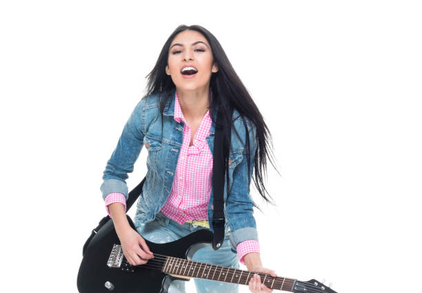 istock Beautiful latino female wearing denim 1129459321