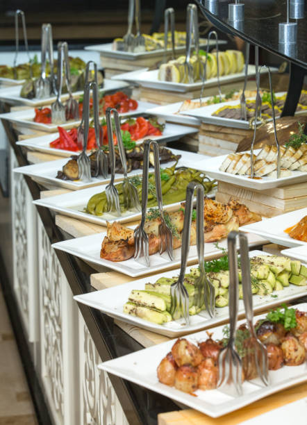 istock tray of assorted food for salad buffet 1129459887