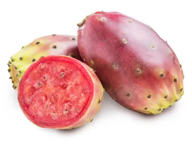 Prickly pears or opuntia fruits on white background. File contains clipping path.