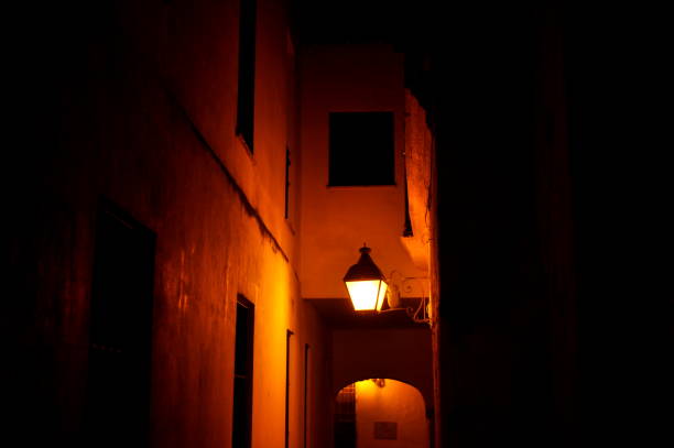 istock Lonely street light at night 1129462594