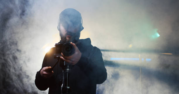 istock Film crew shooting take of scene in studio 1129464336