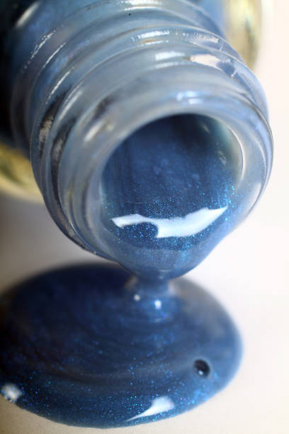 istock Close up of blue nail polish 1129465406