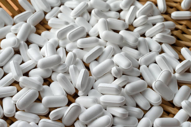 istock Potassium gluconate tablets in a wicker basket. 1129467306