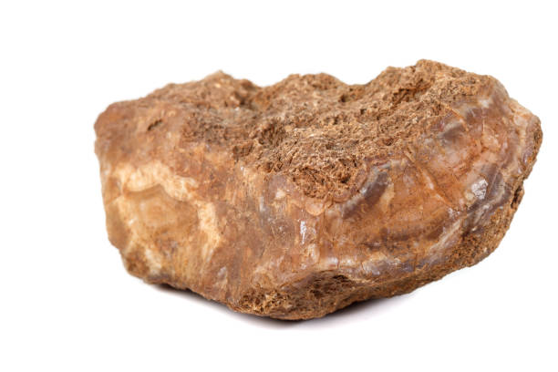 istock Macro mineral stone Agate Brown on white background 1129468623