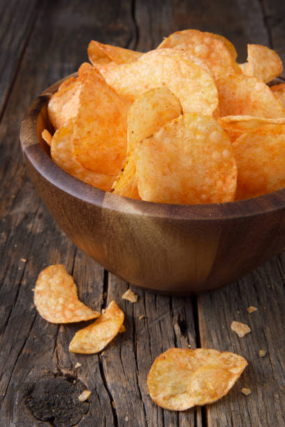 Barbecue flavor potato chips stock photo