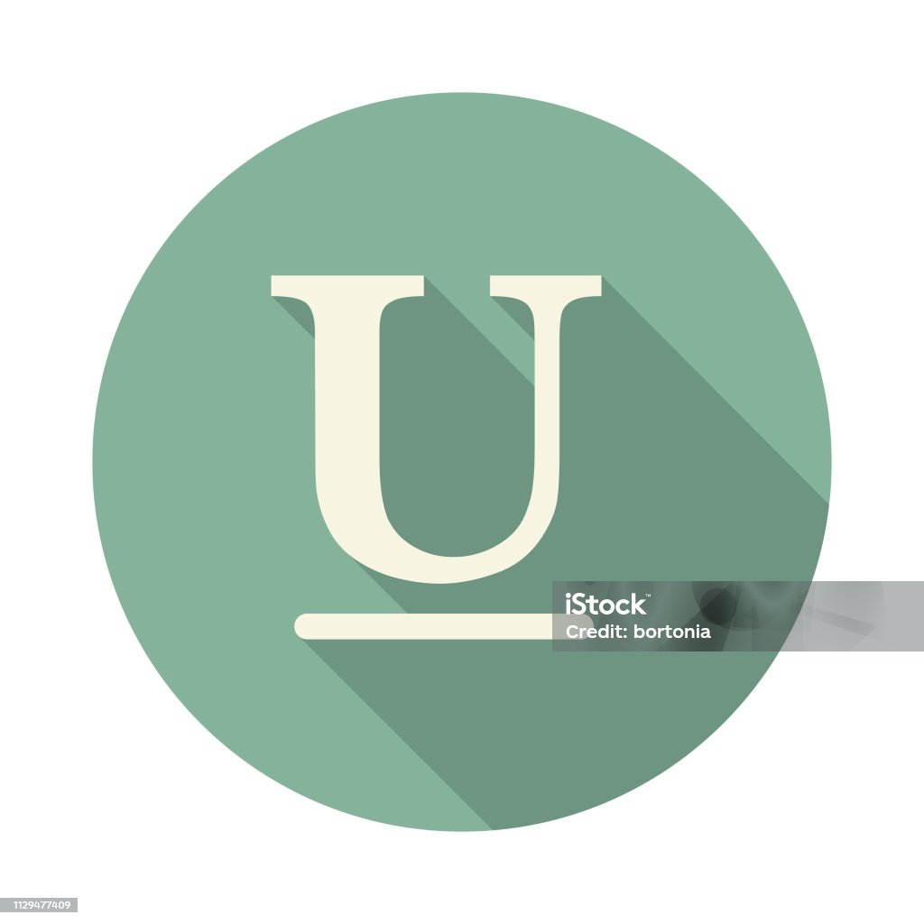 Underline Typography Icon A flat design icon with a long shadow. File is built in the CMYK color space for optimal printing. Color swatches are global so it’s easy to change colors across the document. Icon Symbol stock vector
