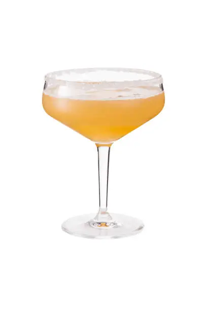 Refreshing Orange Sidecar Cocktail on White with a Clipping Path