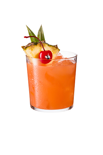 Refreshing Rum Mai Tai Cocktail on White with a Clipping Path