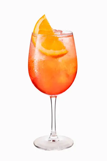 Alcoholic Spritz Cocktail Isolated on White with Clipping Path