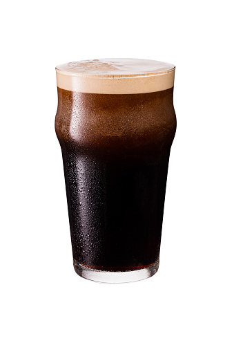 Refreshing Dark Stout Craft Beer on White with a Clipping Path