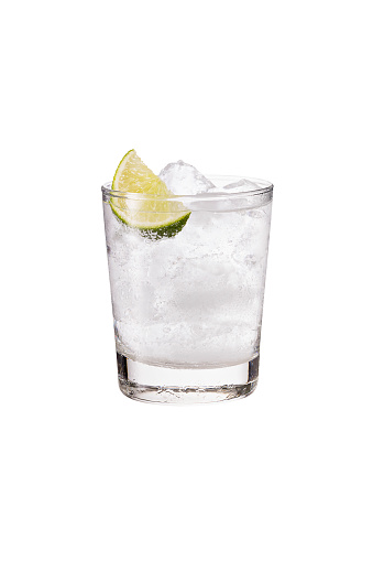 Refreshing Gin and Tonic on White with a Clipping Path