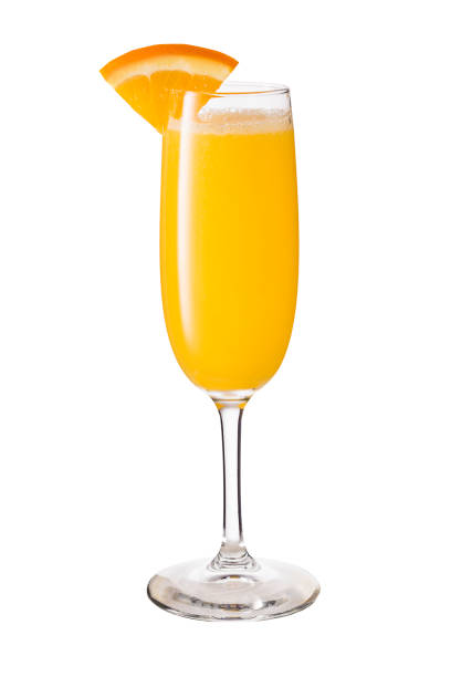 Vodka Orange Juice Mimosa Cocktail on White Vodka Orange Juice Mimosa Cocktail on White with a Clipping Path mimosa stock pictures, royalty-free photos & images
