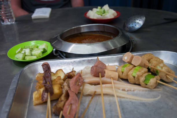 Satay Celup skewers in Melaka, Malaysia