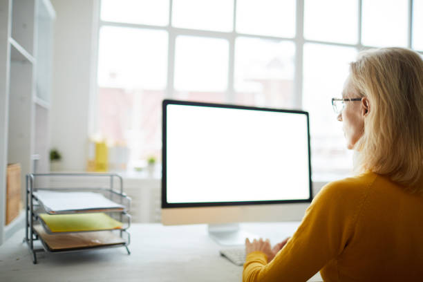 Businesswoman Looking at Blank Screen
