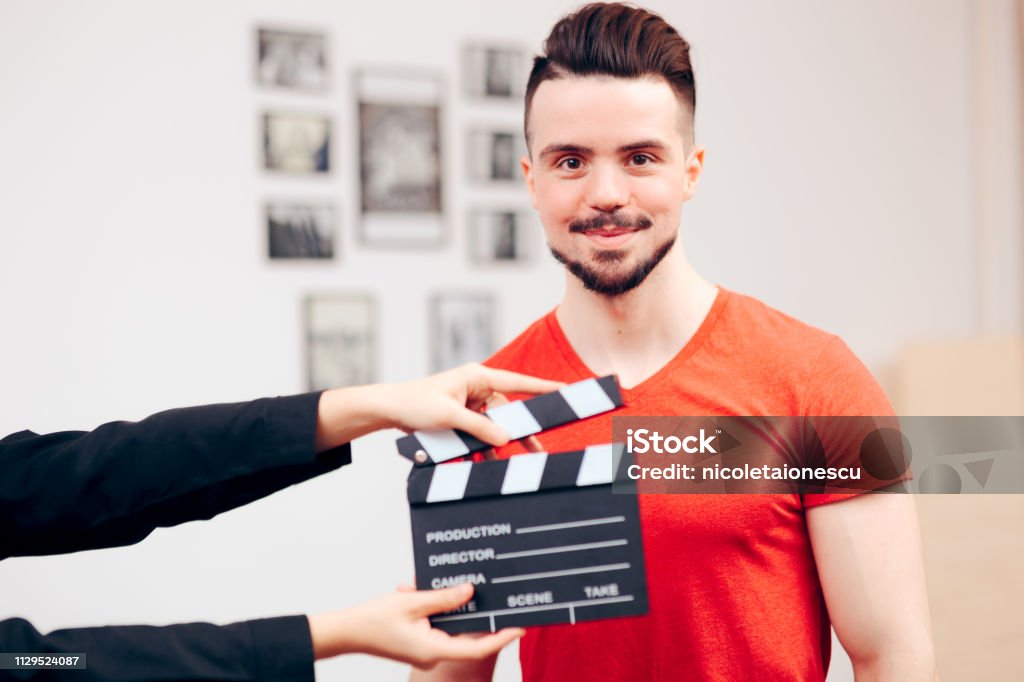 Actor Getting Casted Male Actor At Casting Agency Filming Demo Reel Stock Photo - Download ...