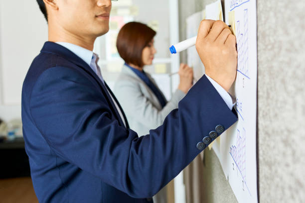 istock Businessman drawing diagram 1129527798
