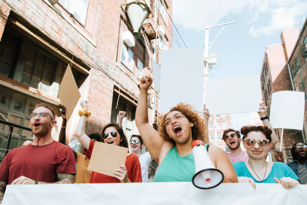 istock Feminists fighting for women's rights 1129534009