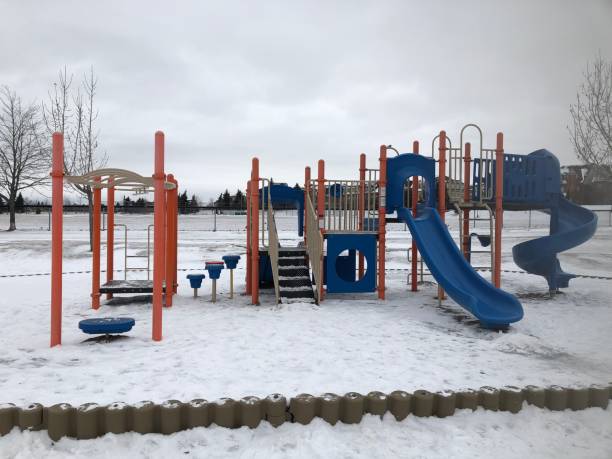 istock Vacant Playground on a cold winter day 1129536240