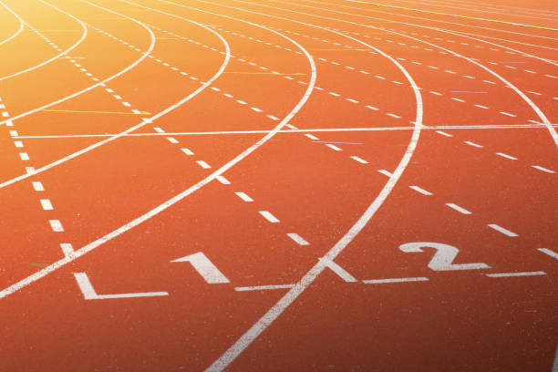 istock Starting Point of Running Track 1129536982