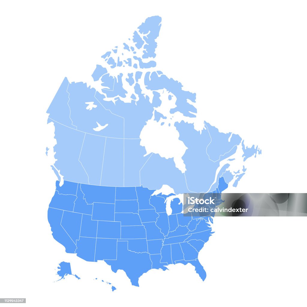 США и Канада карта - Векторная графика Карта роялти-фри