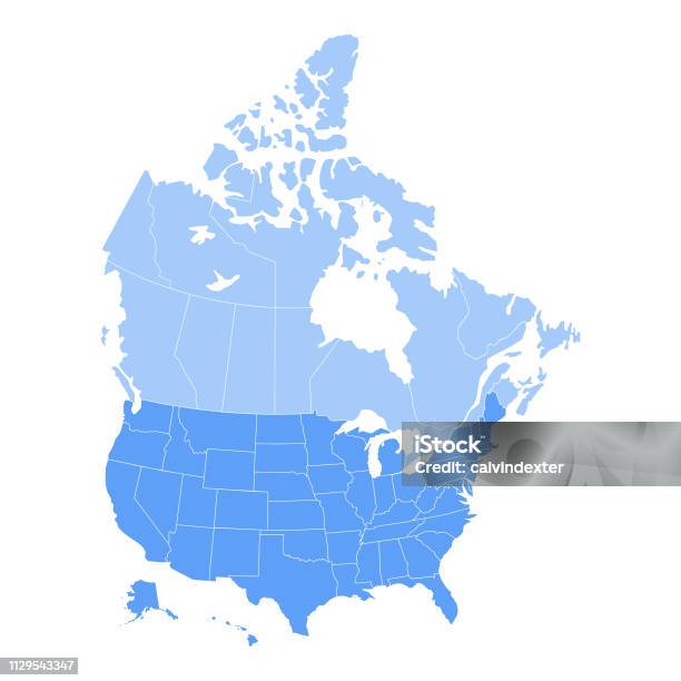 美國和加拿大地圖向量圖形及更多地圖圖片 - 地圖, 加拿大, 美國