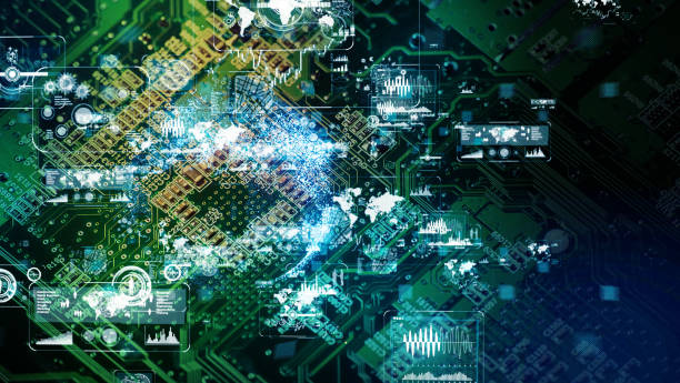 Electronic circuit and futuristic technology concept.