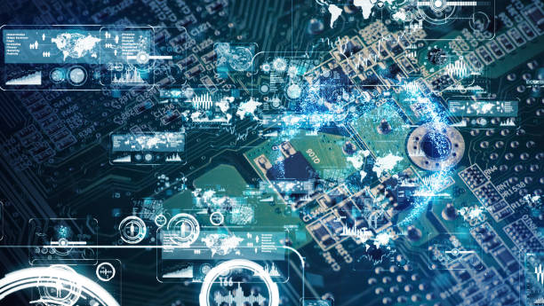 istock Electronic circuit and futuristic technology concept. 1129543830