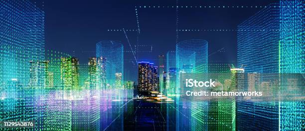 Futuristic City Concept Stock Photo - Download Image Now - City, Technology, Construction Industry