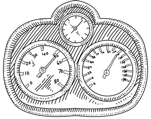 Vector illustration of Car Speedometer Drawing