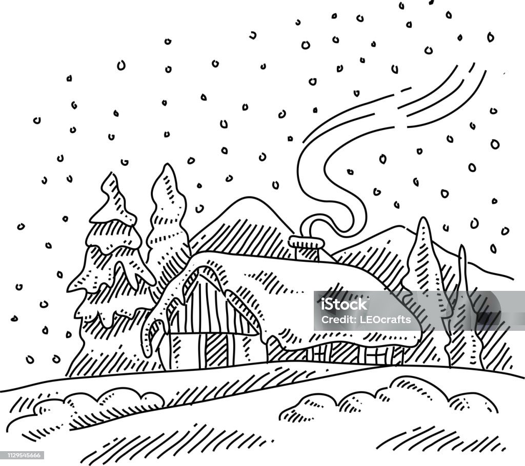겨울 풍경 그리기 겨울에 대한 스톡 벡터 아트 및 기타 이미지 - 겨울, 낙서-드로잉, 스케치 - Istock