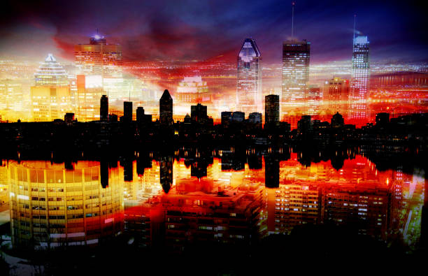 Photo Montage of Two Different Downtown Montreal City Images