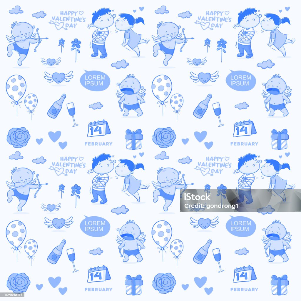 doodle pattern happy valentine's day doodle pattern happy valentine's day, vector illustration, set vector design Adult stock vector